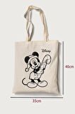 Disney Mickey Çanta Boyama 5 Adet Tek Taraf Baskılı Ham Bez 35x40cm-Red Castle BOYA-03