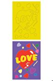 I Love You, 5 Adet Büyük Boy A4, Kız-Erkek Kum Boyama Kartı Seti-Red Castle KB-RC-051