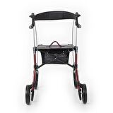 Comfort Plus Rolatör Yürüteç Bordo | Alüminyum Şase, Katlanabilir Frenli 8'' Tekerlekli, Oturaklı ve Sepetli Lux Model, Spirit-X3