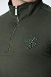 BROTHERS ERKEK DİK YAKALI YARIM METAL FERMUARLI 2 İPLİK PENYE SWEATSHIRT HAKİ YEŞİLİ