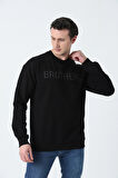 BROTHERS ERKEK OVERSIZE BİSİKLET YAKALI 2 İPLİK PENYE SWEATSHIRT SİYAH
