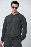 BROTHERS ERKEK OVERSIZE BİSİKLET YAKALI 2 İPLİK PENYE SWEATSHIRT ANTRASİT