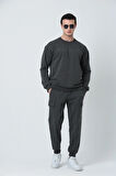 BROTHERS ERKEK OVERSIZE BİSİKLET YAKALI 2 İPLİK PENYE SWEATSHIRT ANTRASİT