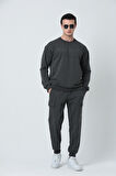 BROTHERS ERKEK OVERSIZE BİSİKLET YAKALI 2 İPLİK PENYE SWEATSHIRT ANTRASİT