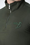 BROTHERS ERKEK DİK YAKALI YARIM METAL FERMUARLI 2 İPLİK PENYE SWEATSHIRT HAKİ YEŞİLİ