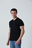 BROTHERS ERKEK V YAKALI  LOGO NAKIŞLI LİKRA SÜPREM BASIC T-SHIRT LACİVERT