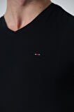 BROTHERS ERKEK V YAKALI  LOGO NAKIŞLI LİKRA SÜPREM BASIC T-SHIRT LACİVERT