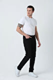 BROTHERS ERKEK COMFORT FIT NORMAL BEL  DÜZ PAÇA 5 CEPLİ ESNEK DENIM KUMAŞ JEAN KOT PANTOLON SİYAH