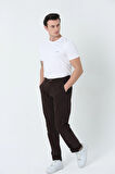 BROTHERS ERKEK COMFORT FIT NORMAL BEL DÜZ PAÇA YAN CEPLİ ESNEK GABARDİN DOKUMA CHINO PANTOLON KAHVERENGİ