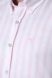 BROTHERS ERKEK TAILORED FIT UZUN KOL GARNİLİ OXFORD GÖMLEK PEMBE KALIN ÇİZGİLİ