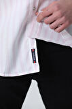 BROTHERS ERKEK TAILORED FIT UZUN KOL GARNİLİ OXFORD GÖMLEK PEMBE KALIN ÇİZGİLİ