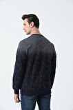 BROTHERS ERKEK RAHAT KESİM BİSİKLET YAKA ÇİFT RENKLİ DESENLİ YUMUŞAK DOKULU JAKARLI SWEATSHIRT LACİVERT