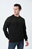 BROTHERS ERKEK RAHAT KESİM BİSİKLET YAKA ÇİFT RENKLİ DESENLİ YUMUŞAK DOKULU JAKARLI SWEATSHIRT ORMAN YEŞİLİ