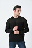 BROTHERS ERKEK RAHAT KESİM BİSİKLET YAKA ÇİFT RENKLİ DESENLİ YUMUŞAK DOKULU JAKARLI SWEATSHIRT ORMAN YEŞİLİ
