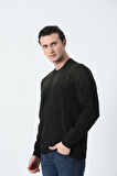 BROTHERS ERKEK RAHAT KESİM BİSİKLET YAKA ÇİFT RENKLİ DESENLİ YUMUŞAK DOKULU JAKARLI SWEATSHIRT ORMAN YEŞİLİ