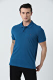 BROTHERS ERKEK POLO YAKA LOGO NAKIŞLI PİKE DOKULU T-SHIRT DENİZ MAVİSİ