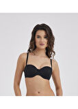 Moonlight 2905 Siyah Balenli Desteksiz Soft Kap Straplez Sütyen 