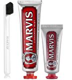 Marvis Cinnamon Mint Nane & Tarçın Aromalı Beyazlatma Doğal Diş Macunu 85 ml & Diş Macunu 25 ml ve Diş Fırçası 