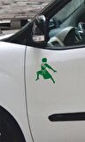 Kafkas Dansçı Araba Sticker Etiket (Yeşil) 15 Cm 2 Adet