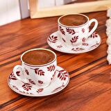 Emsan Adore New Bone 2 Kişilik Kahve Fincan Takımı 90 ml Bordo