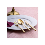 Emsan Alba 18 Parça 6 Kişilik Parlak Gold Yemek Kutulu Çatal Kaşık Bıçak Takımı