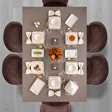 Emsan Zambak 60 Parça 12 Kişilik Kare Yemek Takımı Fine Bone