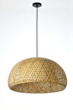 Rattan Style - Bambu Siyah Renkli, Hasır Şapkalı, Sarkıt Avize,  BS.E.4459-15B