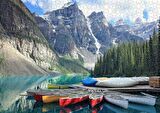 Nova Puzzle Moraine Gölü'nde Kanolar 12+ Yaş Küçük Boy Puzzle 1000 Parça