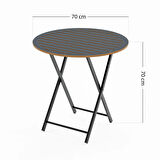 Katlanır 4 Kişilik Yuvarlak Bahçe Masası Bistro Masa 70x70 Füme 1508