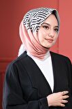 Afvente Desenli Pamuk Eşarp Pudra