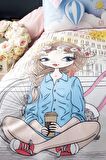 İssimo Home Cozy Girl 145 TC Çizgili Pamuk Tek Kişilik Nevresim Takımı