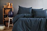Savanna Yıkanmış %100 Pamuk Poplin Lacivert King Size Nevresim Takımı