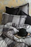 Dunloe Black 210 TC (83 Tel) Dijital Pamuk Saten Nevresim Takımı Aile Seti