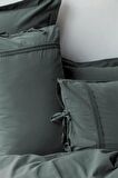 Drope Teal Green Yıkanmış %100 Pamuk Poplin  Çift Kişilik Nevresim Takımı