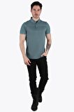 2122 Üç Düğme Hakim Yaka Ribana Modern Fit T-shirt