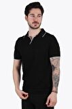 66530 Kendinden Şeritli Triko Polo Yaka T-shirt