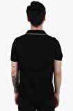 66530 Kendinden Şeritli Triko Polo Yaka T-shirt