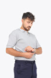 5763 Kaşkorse Görünümlü Ribana Düğmesiz Polo Yaka T-shirt