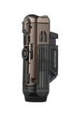 Quantoro Çift Torch Pürmüz Delicili/İğneli Kahverengi Metal Puro Çakmağı - TRZ1185