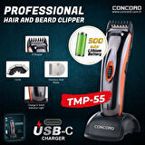 CONCORD TMP-55 ALÜMİNYUM GÖVDELİ  ŞARJLI TYPE-C ŞARJ PROFESYONEL TIRAŞ MAKİNESİ