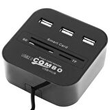 Concord C-847 3 Port USB 2.0 Hub - USB Çoklayıcı + USB Kart Okuyucu 
