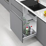 Starax Çöp Kovası Çekmece İçi 90cm Otomatik 16+16+1+1+1Lt Gri