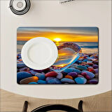 55 CM x 45 CM DENİZİN KALBİ TASARIMI TEZGAH ÜSTÜ BULAŞIK KURUTMA MATI BULAŞIKLIK KURUTMA ÖRTÜSÜ