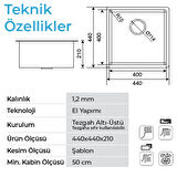 Crauf Stella 4444 PVD Altın 40x40 El Yapımı Paslanmaz Çelik Mutfak Eviyesi