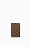 Cengiz Pakel Unisex Monogram Hakiki Deri Fermuarlı Kartlık - 2512MD - Kahverengi
