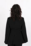 Ayhan 90177 Kadın Yırtmaç Detaylı İspanyol Kollu Blazer Ceket