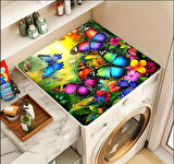 55 CM x 45 CM CANLI KELEBEK VE ÇİÇEK TASARIMI TEZGAH ÜSTÜ BULAŞIK KURUTMA MATI BULAŞIKLIK KURUTMA ÖRTÜSÜ