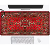 SGE TEKNOLOJİ 70X30 CM KIRMIZI HALI GÖRSELİ KAYDIRMAZ TABAN SPEED YÜZEY OYUNCU MOUSE PAD GAMİNG