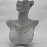 Renkli Boncuklu Minimal Doreli Kolye - Gold