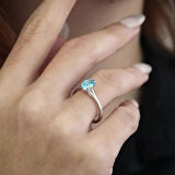 Blue Topaz Oval Tektaş Yüzük